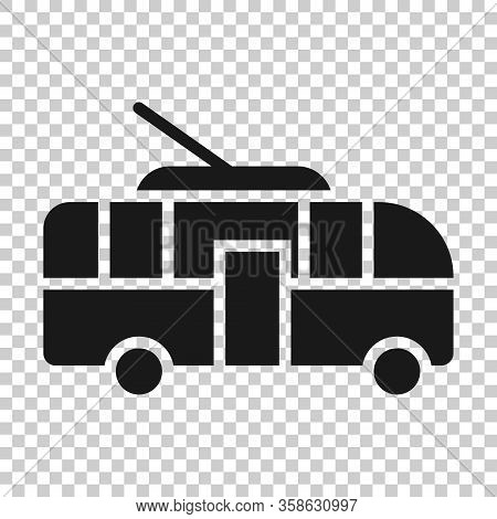 Trolleybus Icon In Flat Style. Trolley Bus Vector Illustration On White Isolated Background. Autobus