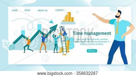Informative Poster Time Management Lettering. Banner Support Staff To Improve Performance. Girl Stan