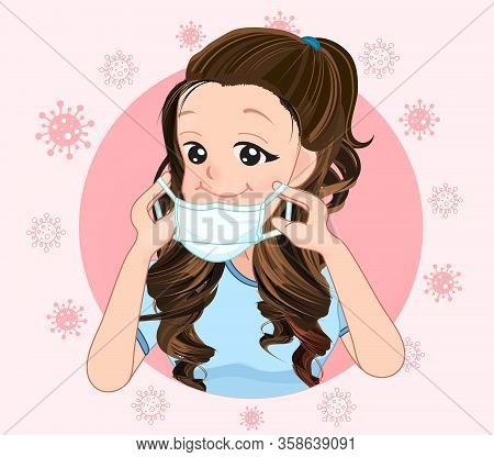 Young Asian Woman Wearing Surgical Mask Protection In Prevention For  Coronavirus In A Correct Way
