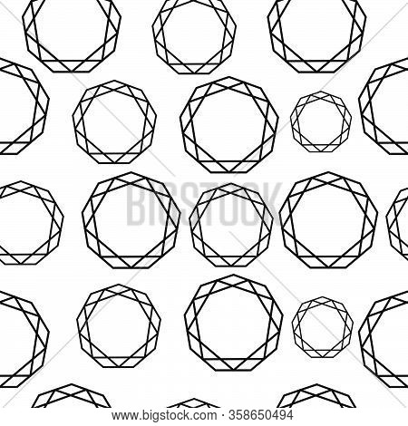 Seamless Vector Modern Sacred Geometric Pattern. Circle Black And White Ornament.  Abstract Geometri