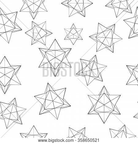 Seamless Stars Sacred Geometric Modern Pattern. Black And White Abstract Background. Hipster Fashion