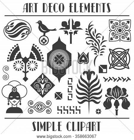 Art Deco Elements Set Simple Clipart Vector Isolated