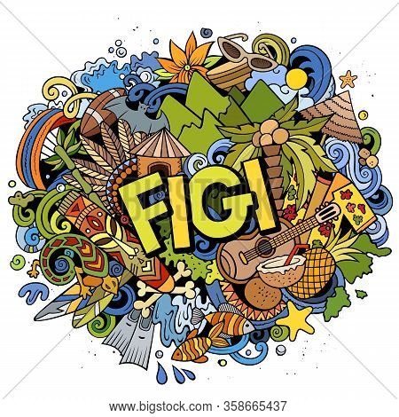 Figi Hand Drawn Cartoon Doodles Illustration. Funny Travel Design.