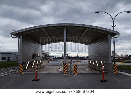 Richmond, Bc, Canada - Mar 29, 2020: A Closed Parking Lot At Yvr During The Covid-19 Coronavirus Pan