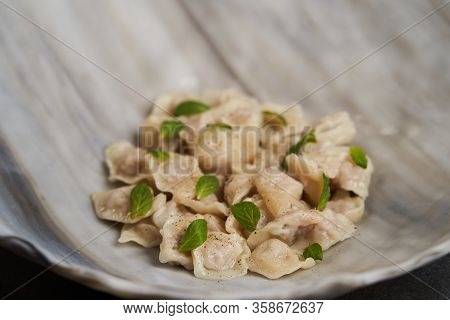 Traditional Azerbaijani Cuisine, Soup With Small Dumplings With A Lot Of