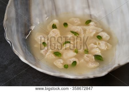Traditional Azerbaijani Cuisine, Soup With Small Dumplings With A Lot Of