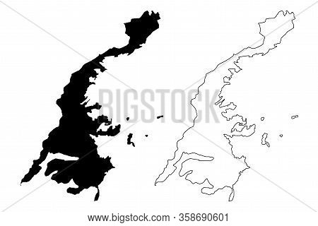 Vladivostok City (russian Federation, Russia, Primorsky Krai) Map Vector Illustration, Scribble Sket