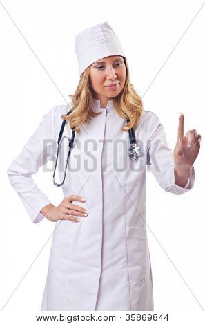 Attrative žena doktor izolované na bílém