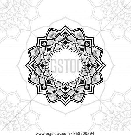 Vector Seamless Ornamental White Background With A Thin Black Oriental Pattern. Pattern With Mandala