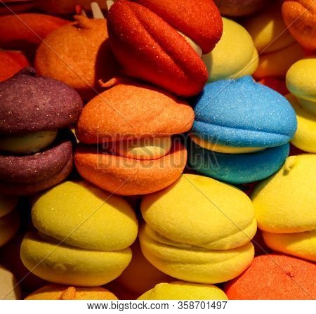 Close Up Of Lots Of Sweets For Small And Large Children