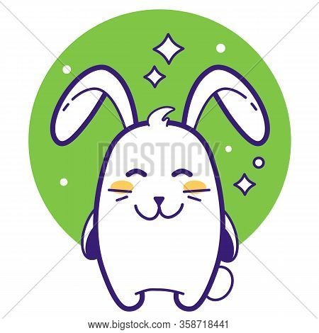 Stylized Cute Rabbits Icon. Easter Vector Set