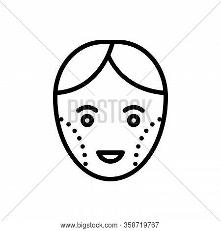 Black Line Icon For Cheek Jowl Attractive Beauty Face Female Frown-lines Cosmetic