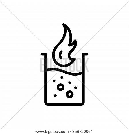 Black Line Icon For Literally Indeed Fact Forsooth Fire Water Container Emblem Liquid Bakeware