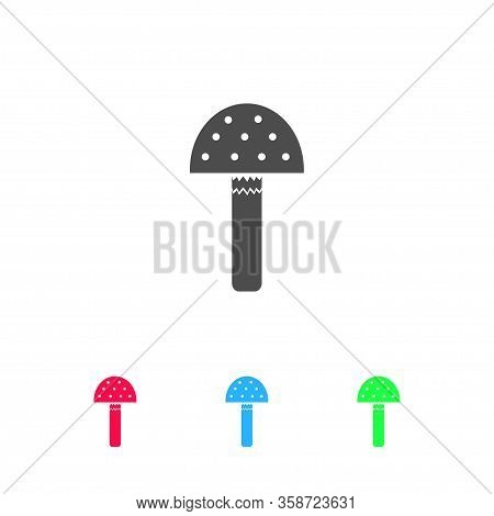 Amanita Icon Flat. Color Pictogram On White Background. Vector Illustration Symbol And Bonus Icons