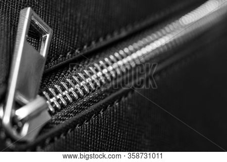 Zip Fastener On Black Handbag
