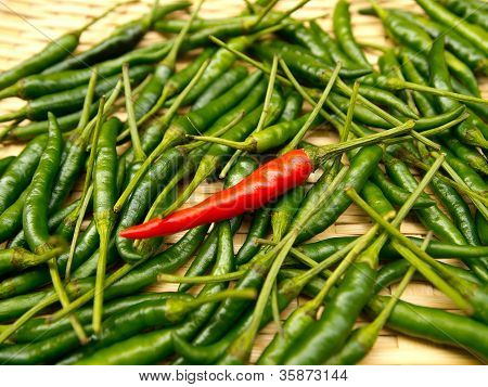 A zöld chili piros chili