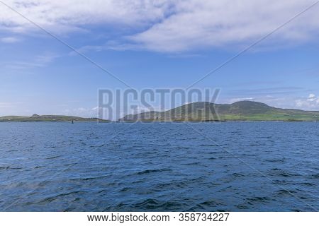 Beautiful Aerial View Of Beginish Island. Locations Worth Visiting On The Wild Atlantic Way. Scenic 