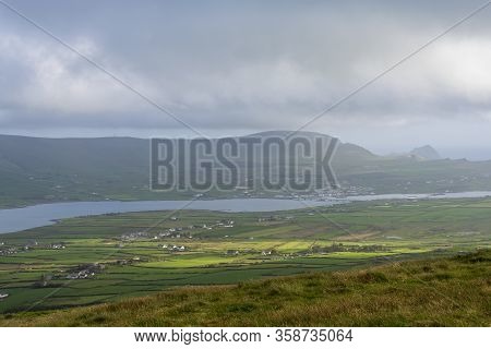 Beautiful Aerial View Of Beginish Island. Locations Worth Visiting On The Wild Atlantic Way. Scenic 