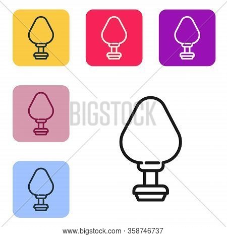 Black Line Anal Plug Icon Isolated On White Background. Butt Plug Sign. Fetish Accessory. Sex Toy Fo