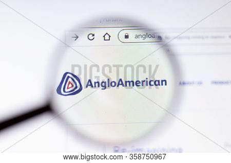 Saint Petersburg, Russia - 29 March 2020: Anglo American Business Company Logo Visible On Screen. Co