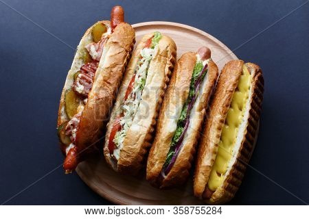 Close Up Of Hot Dog. Fast Food.