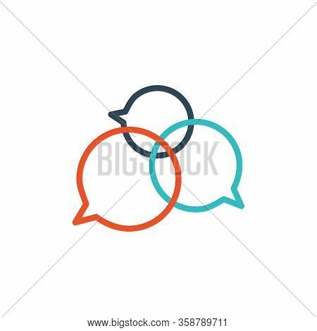 Three Linear Chat Speech Message Bubbles. Forum Icon. Communication Concept. Stock Vector Illustrati