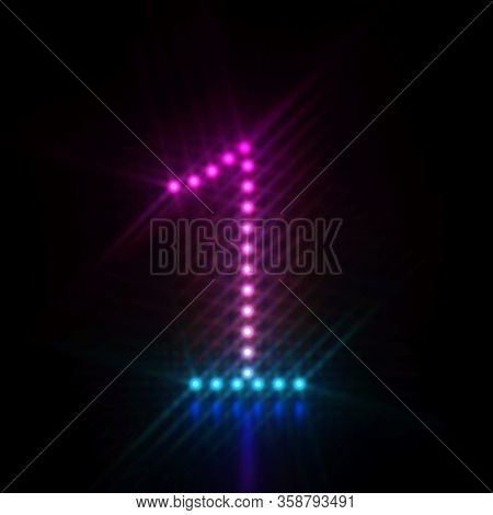 Pink Blue Dot Light Font Number 1 One 3d Render Illustration Isolated On Black