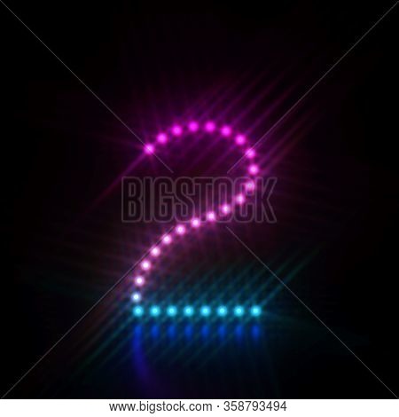 Pink Blue Dot Light Font Number 2 Two 3d Render Illustration Isolated On Black