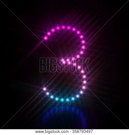 Pink Blue Dot Light Font Number 3 Three 3d Render Illustration Isolated On Black