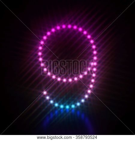Pink Blue Dot Light Font Number 9 Nine  3d Render Illustration Isolated On Black