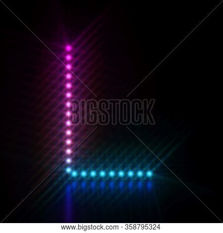 Pink Blue Dot Light Font Letter L 3d Render Illustration Isolated On Black