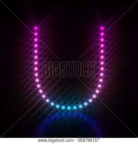 Pink Blue Dot Light Font Letter U 3d Render Illustration Isolated On Black