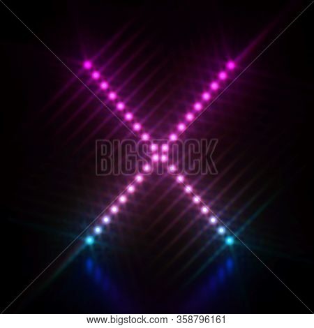Pink Blue Dot Light Font Letter X 3d Render Illustration Isolated On Black