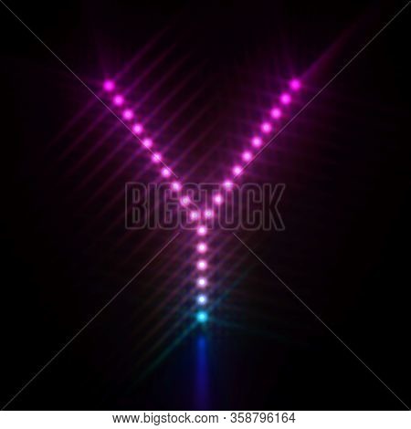 Pink Blue Dot Light Font Letter Y 3d Render Illustration Isolated On Black