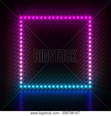 Pink Blue Dot Light Square Frame 3d Render Illustration Isolated On Black