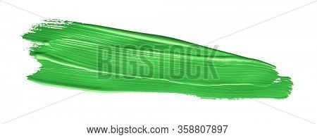 Green chroma brush stroke paiting over isolated background, canvas watercolor texture 