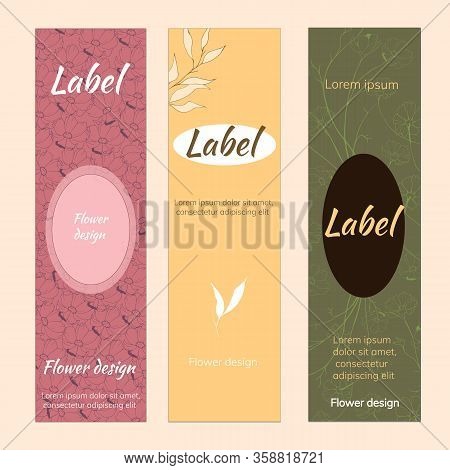 Set Of Labels Drawn From Botanical Vector Illustrations. Set Of Modern Patterns For Spirits And Drin