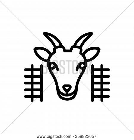 Black Line Icon For Goat-in-pen Goat Pen Animal Cattle Domestic Farm Hoof Lamb Mammal