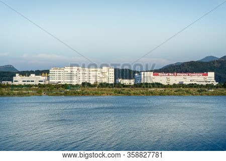 Gumi, South Korea - Septempber, 30 2018: Lg Display Gumi 456 Complex, The Biggest Mobile Phone Scree