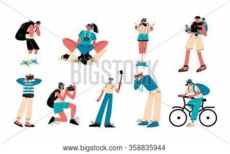 Young People Travelling Around World Vector Illustration