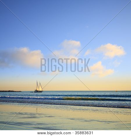 Sailing Boat Cable Beach Broome Western Australia Sunset Twilight