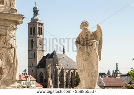 Kutna Hora, Czech Republic - April 28, 2012: This Is A View Of The Church Of St. Jacob From The Heig