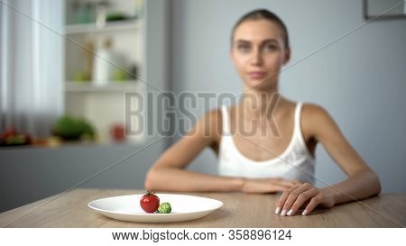Anorexic Girl Consciously Choosing Severe Diet, Mental Disease, Starving Body