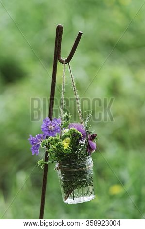 Casual Arrangement Of Flowers For A Country Wedding