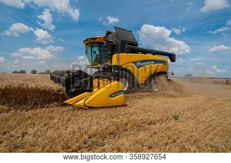 Nastasiv,ternopil,ukraine - July 25, 2019: Presentation Of Agricultural Technology - New Holland, Co