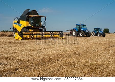 Nastasiv,ternopil,ukraine - July 25, 2019: Presentation Of Agricultural Technology - New Holland, Co