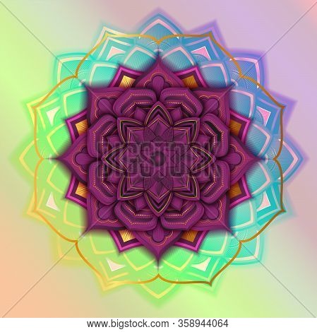 Round Abstract Circle. Mandala Style. Decorative Element, Colored Circular Design Element.