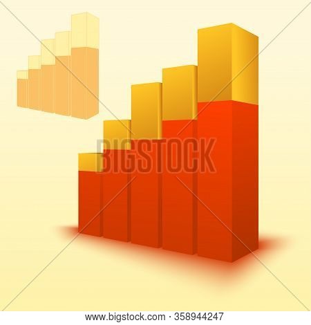 3d Bar Chart, Bar Graph Element. Editable Graphics. Illustration For Business, Finance, Growth Conce