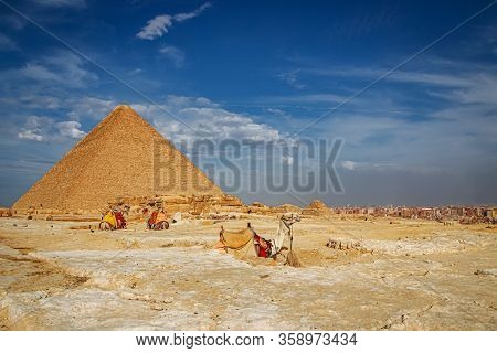 The Ancient Pyramid Of Chefren In Giza, Egypt