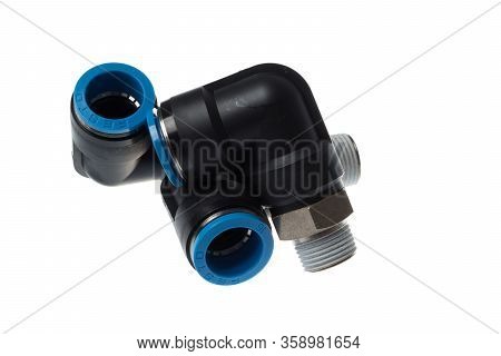 Varna, Bulgaria - March 21, 2020: Set Of  Festo Pneumatic Elbow Fitting For Plastic Tube To 3/8